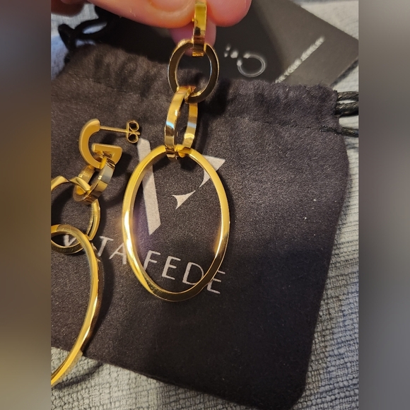Vita Fede Cassio Earrings Gold Tone Modular Linked Hoops MSRP $388 NWT - Picture 9 of 13